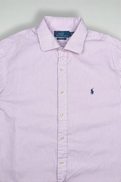 Vintage Polo Ralph Lauren Striped Shirt Pink White | Slim Fit