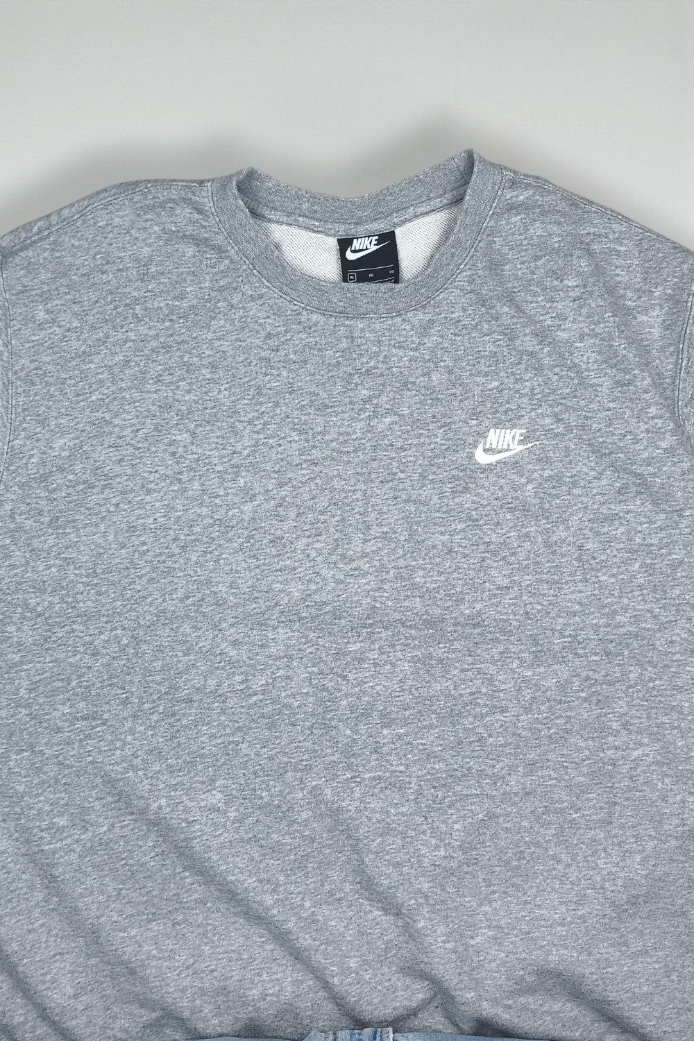 Vintage Nike Mini Swoosh Grey Crewneck Sweatshirt XL | Y2K Sportswear