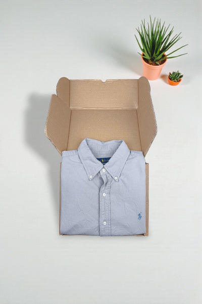 Vintage Polo Ralph Lauren Oxford Shirt Light Grey Blue Button Down | Classic