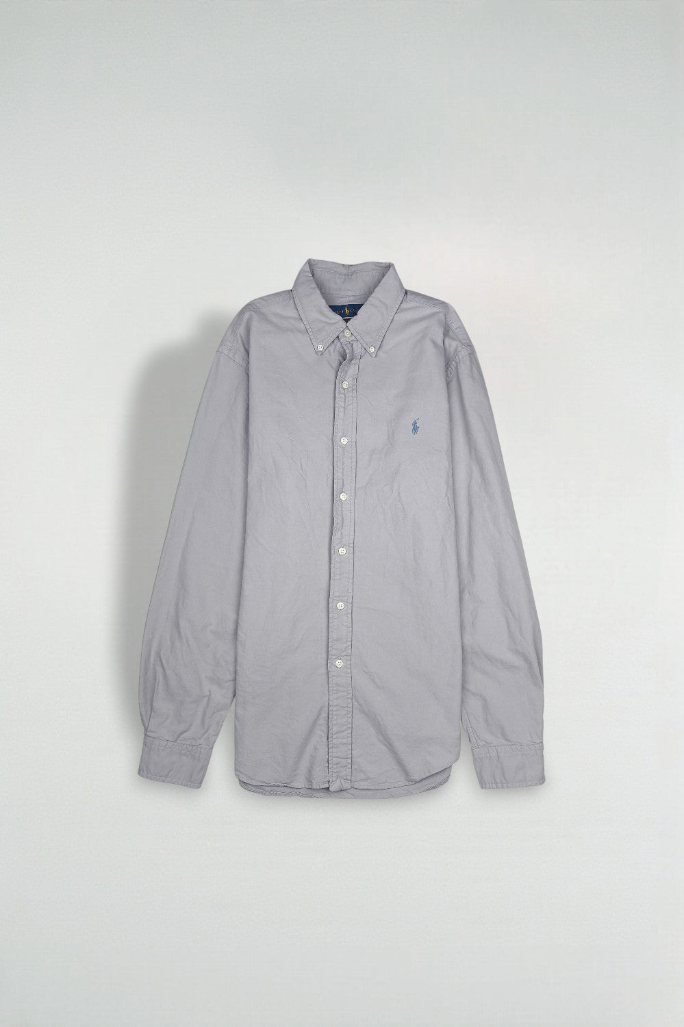 Vintage Polo Ralph Lauren Oxford Shirt Light Grey Blue Button Down | Classic