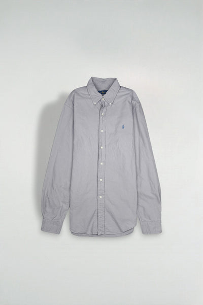 Vintage Polo Ralph Lauren Oxford Shirt Light Grey Blue Button Down | Classic