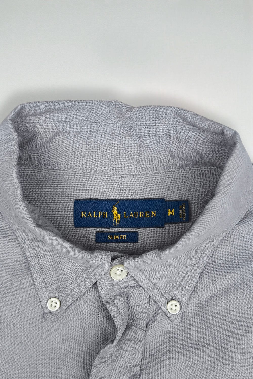Vintage Polo Ralph Lauren Oxford Shirt Light Grey Blue Button Down | Classic