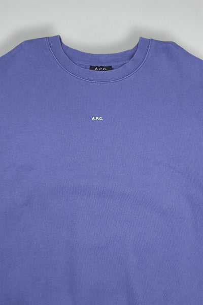 Vintage A.P.C. Mini Logo Sweatshirt Purple Cotton Crewneck | Minimalist L