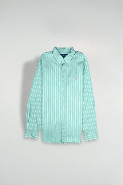 Vintage Polo Ralph Lauren Striped Shirt Green | Classic Fit Button Down