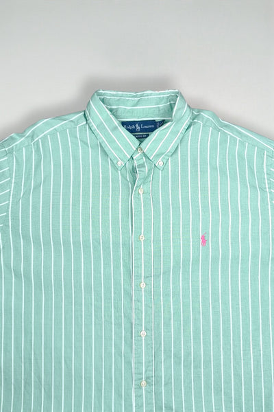 Vintage Polo Ralph Lauren Striped Shirt Green | Classic Fit Button Down
