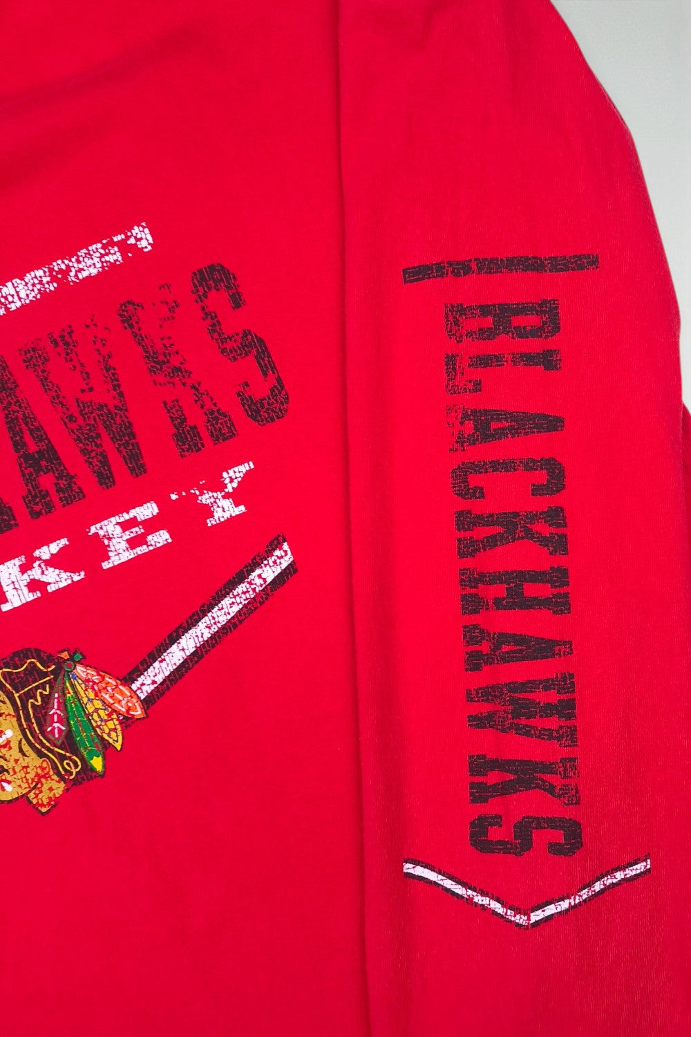 NHL Chicago Blackhawks Hockey Long Sleeve T-Shirt Red 2XL