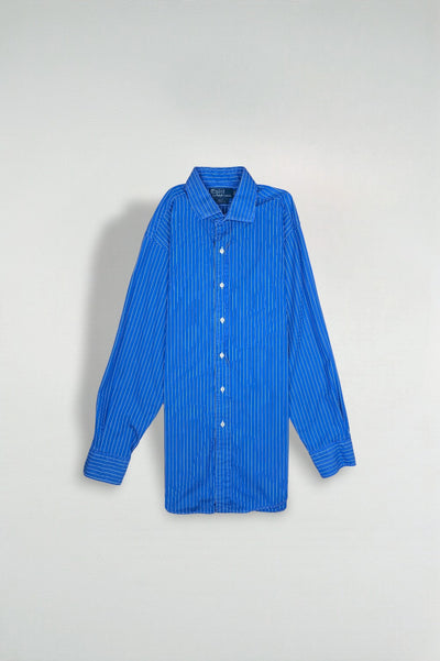 Vintage Polo Ralph Lauren Blue Striped Shirt Cotton Classic Fit 90s