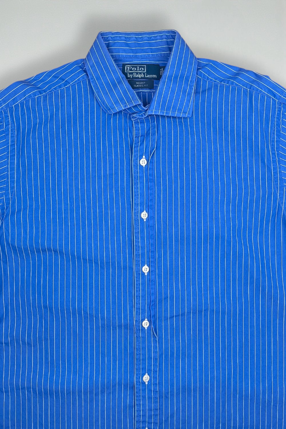 Vintage Polo Ralph Lauren Blue Striped Shirt Cotton Classic Fit 90s