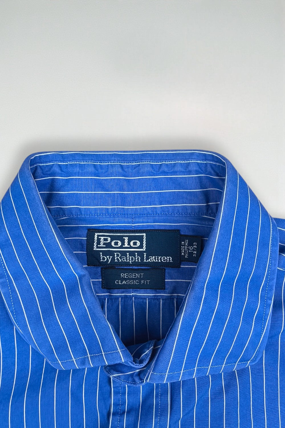Vintage Polo Ralph Lauren Blue Striped Shirt Cotton Classic Fit 90s