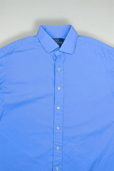 Vintage Polo Ralph Lauren Oxford Shirt Blue Classic Fit | 90s Mens