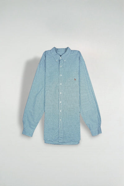 Vintage Polo Ralph Lauren Check Shirt Green Blue XXL Cotton Button Down
