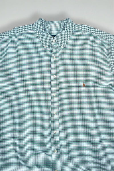 Vintage Polo Ralph Lauren Check Shirt Green Blue XXL Cotton Button Down