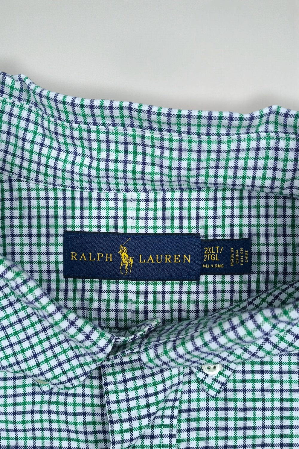Vintage Polo Ralph Lauren Check Shirt Green Blue XXL Cotton Button Down