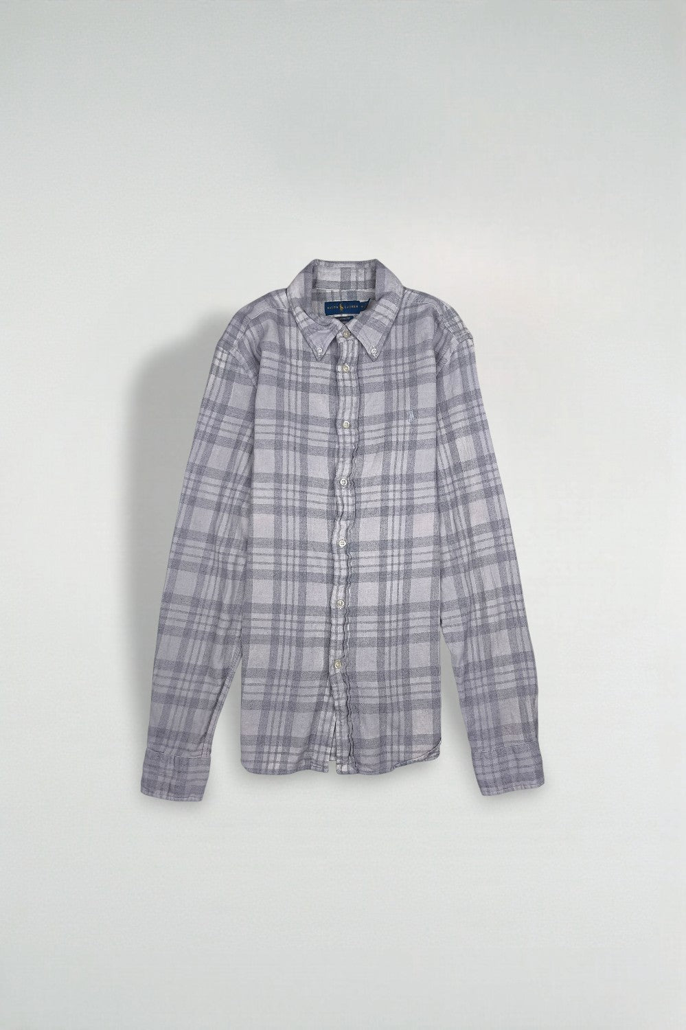 Vintage Polo Ralph Lauren Plaid Shirt Grey Cotton Classic Fit