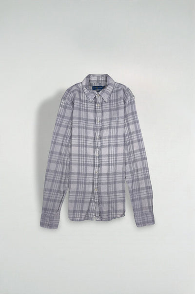 Vintage Polo Ralph Lauren Plaid Shirt Grey Cotton Classic Fit
