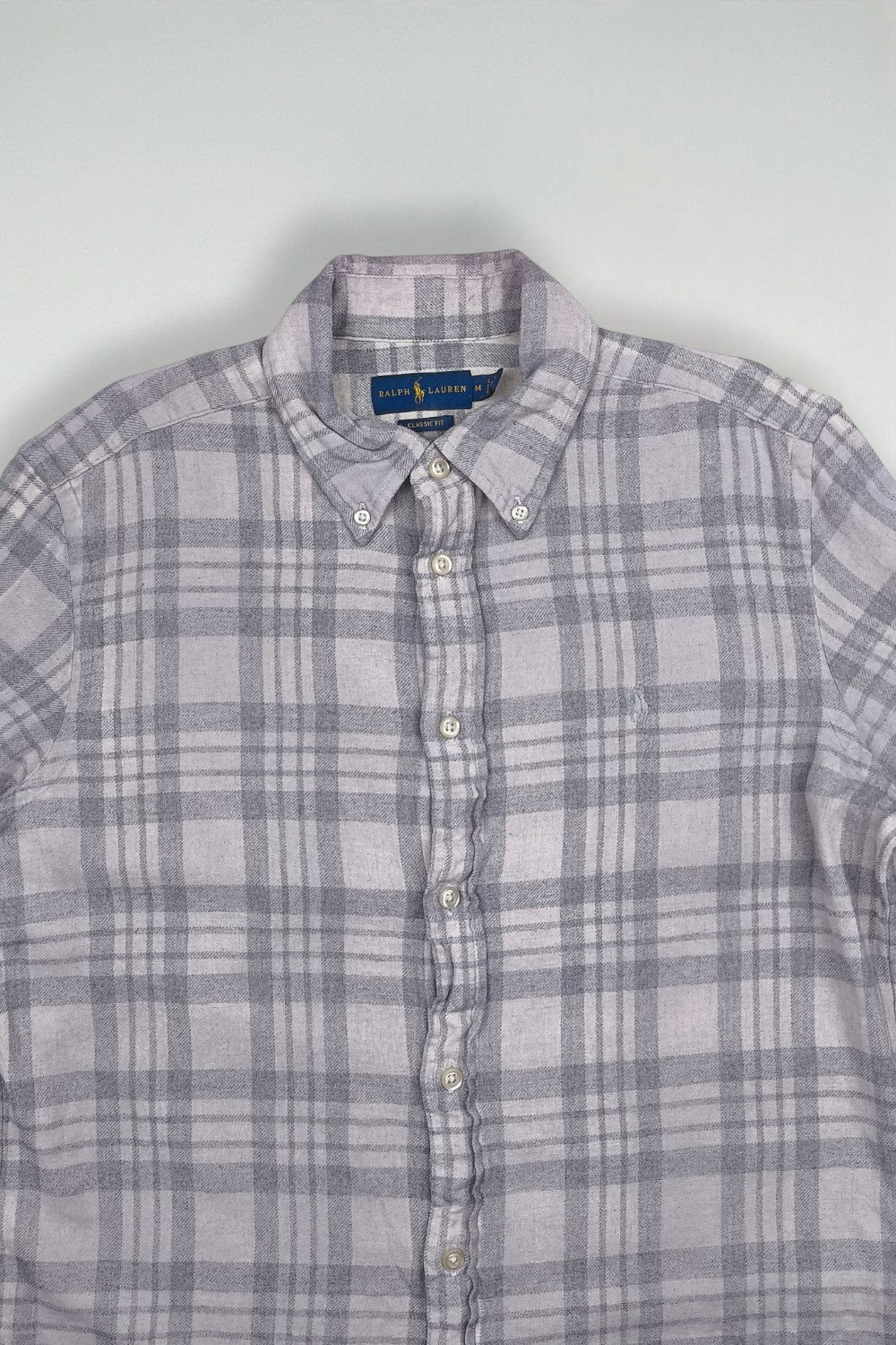 Vintage Polo Ralph Lauren Plaid Shirt Grey Cotton Classic Fit