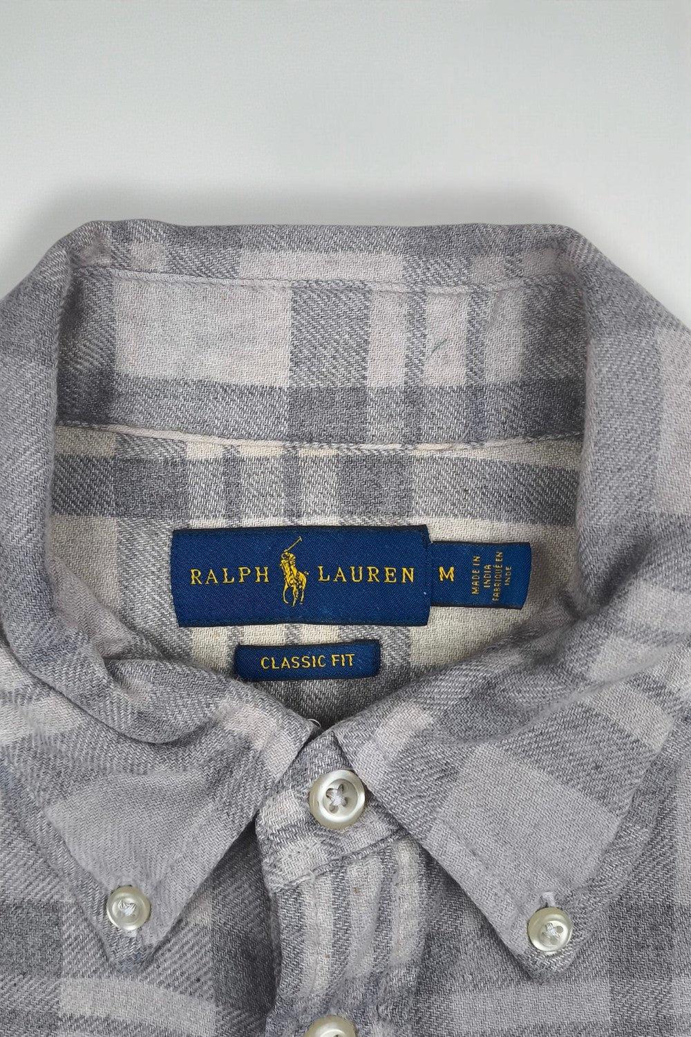 Vintage Polo Ralph Lauren Plaid Shirt Grey Cotton Classic Fit