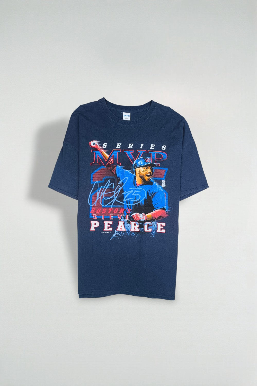 Vintage Steve Pearce MVP Baseball T-Shirt Navy Blue | 2018 MLB Tee
