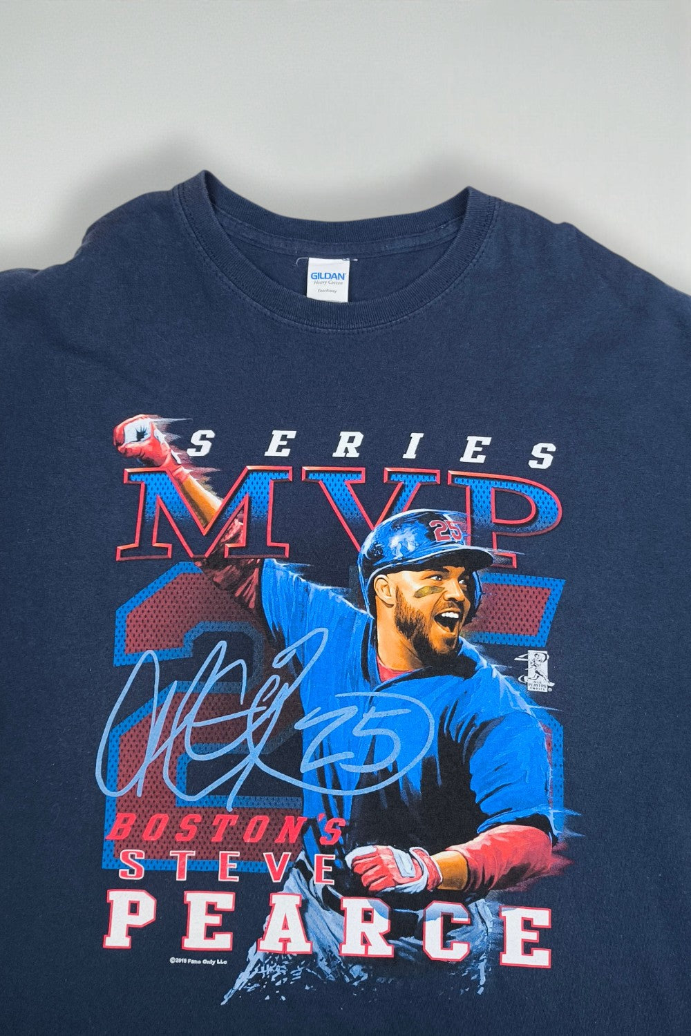 Vintage Steve Pearce MVP Baseball T-Shirt Navy Blue | 2018 MLB Tee
