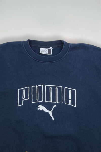 Vintage Puma Logo Sweatshirt Navy Blue | 90s Sportswear