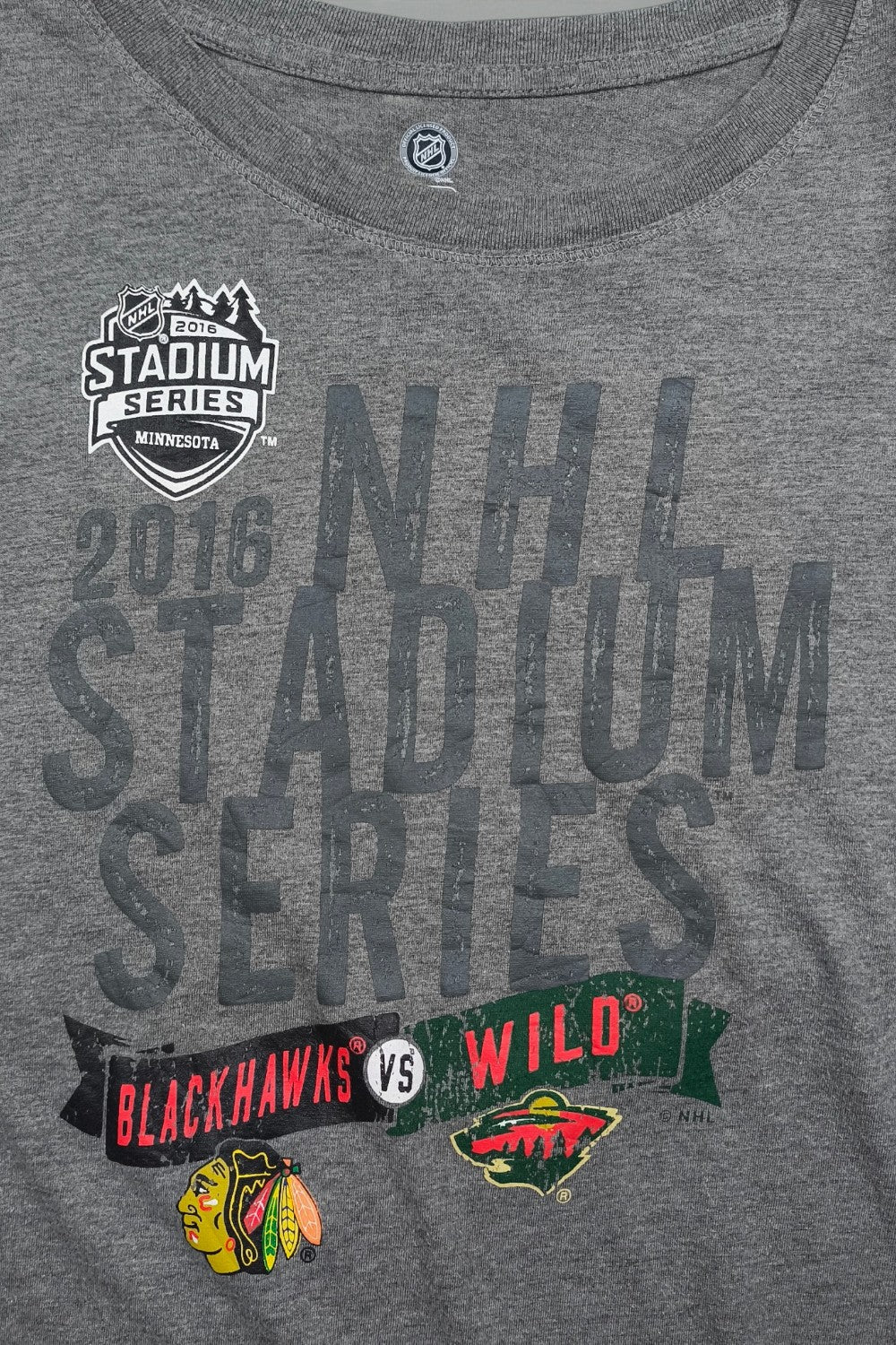 Vintage NHL Stadium Series Blackhawks Wild Long Sleeve T-Shirt Grey