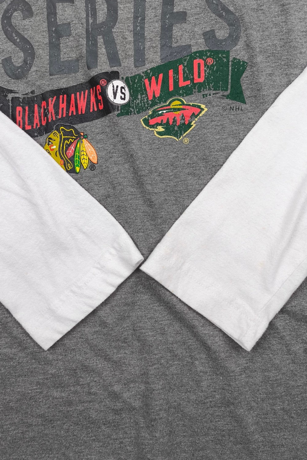 Vintage NHL Stadium Series Blackhawks Wild Long Sleeve T-Shirt Grey