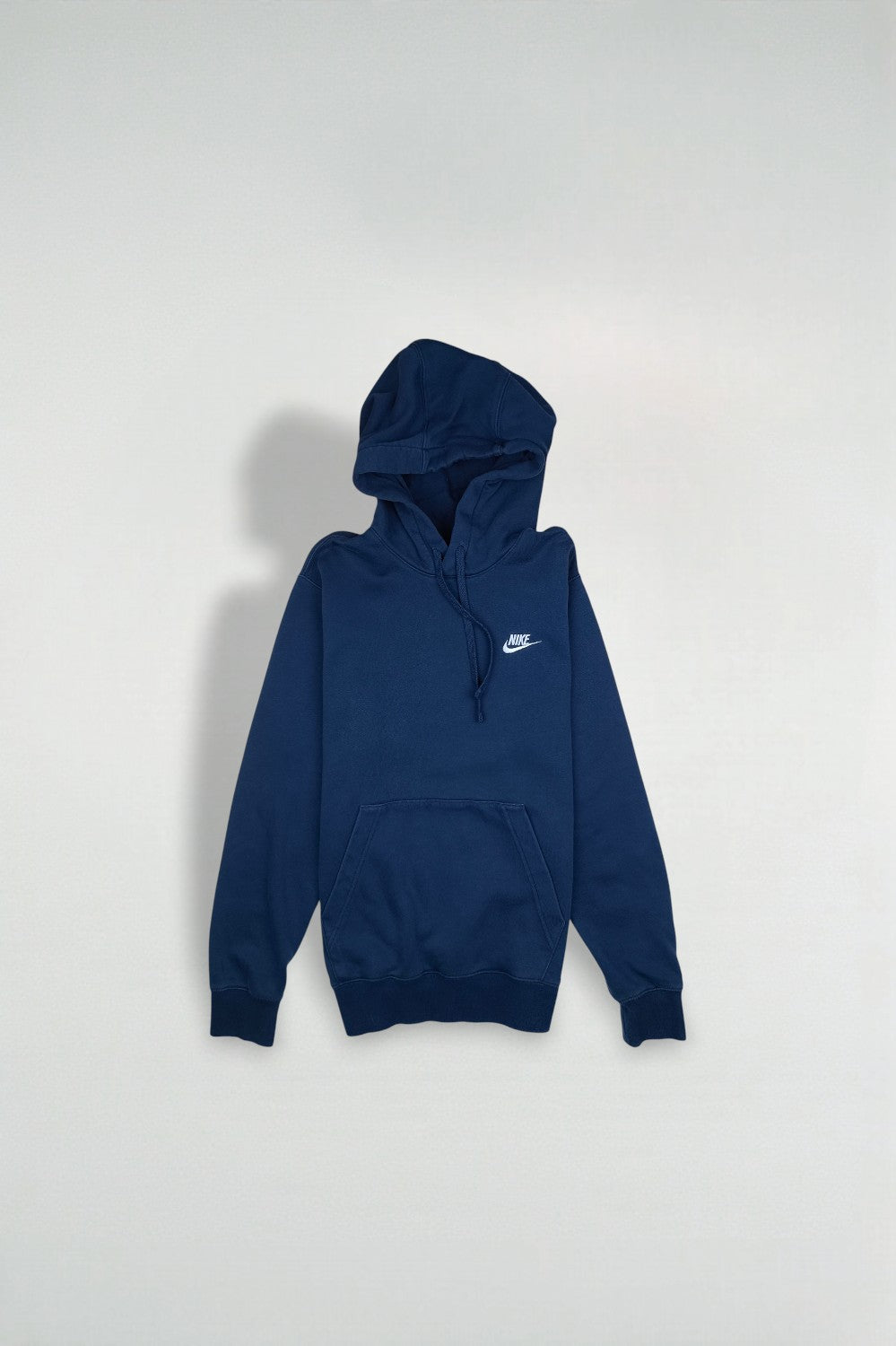 Vintage Nike Small Swoosh Hoodie Navy Blue | Y2K Sportswear