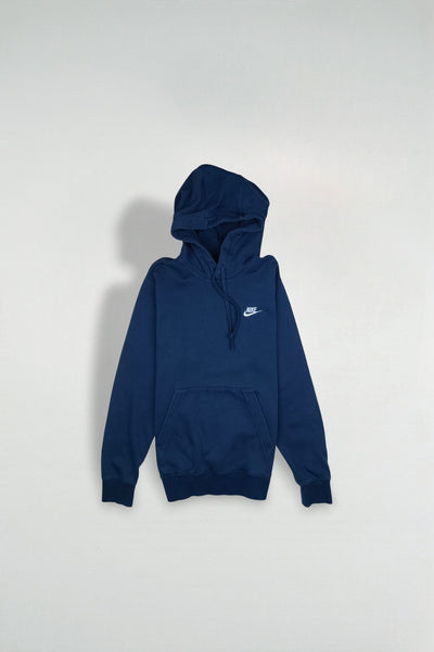 Vintage Nike Small Swoosh Hoodie Navy Blue | Y2K Sportswear