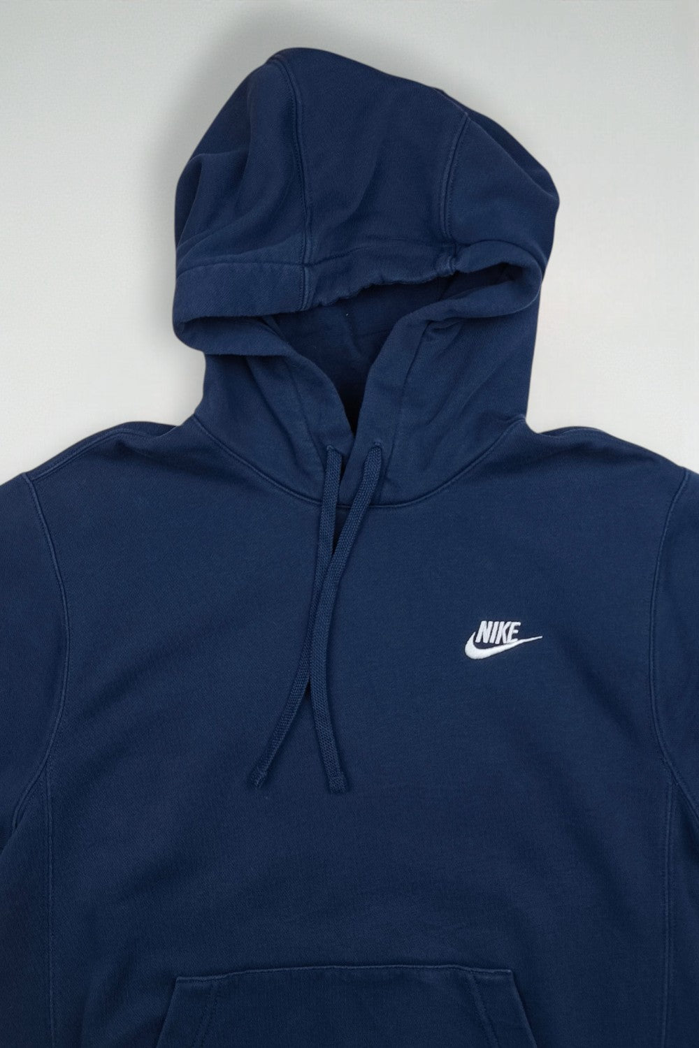Vintage Nike Small Swoosh Hoodie Navy Blue | Y2K Sportswear