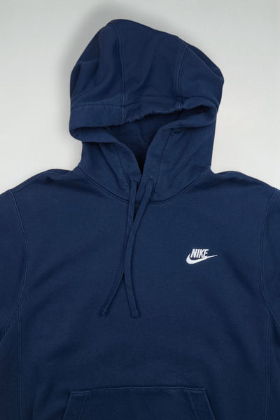Vintage Nike Small Swoosh Hoodie Navy Blue | Y2K Sportswear