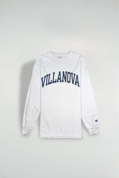 Vintage Champion Villanova Long Sleeve T-Shirt White M