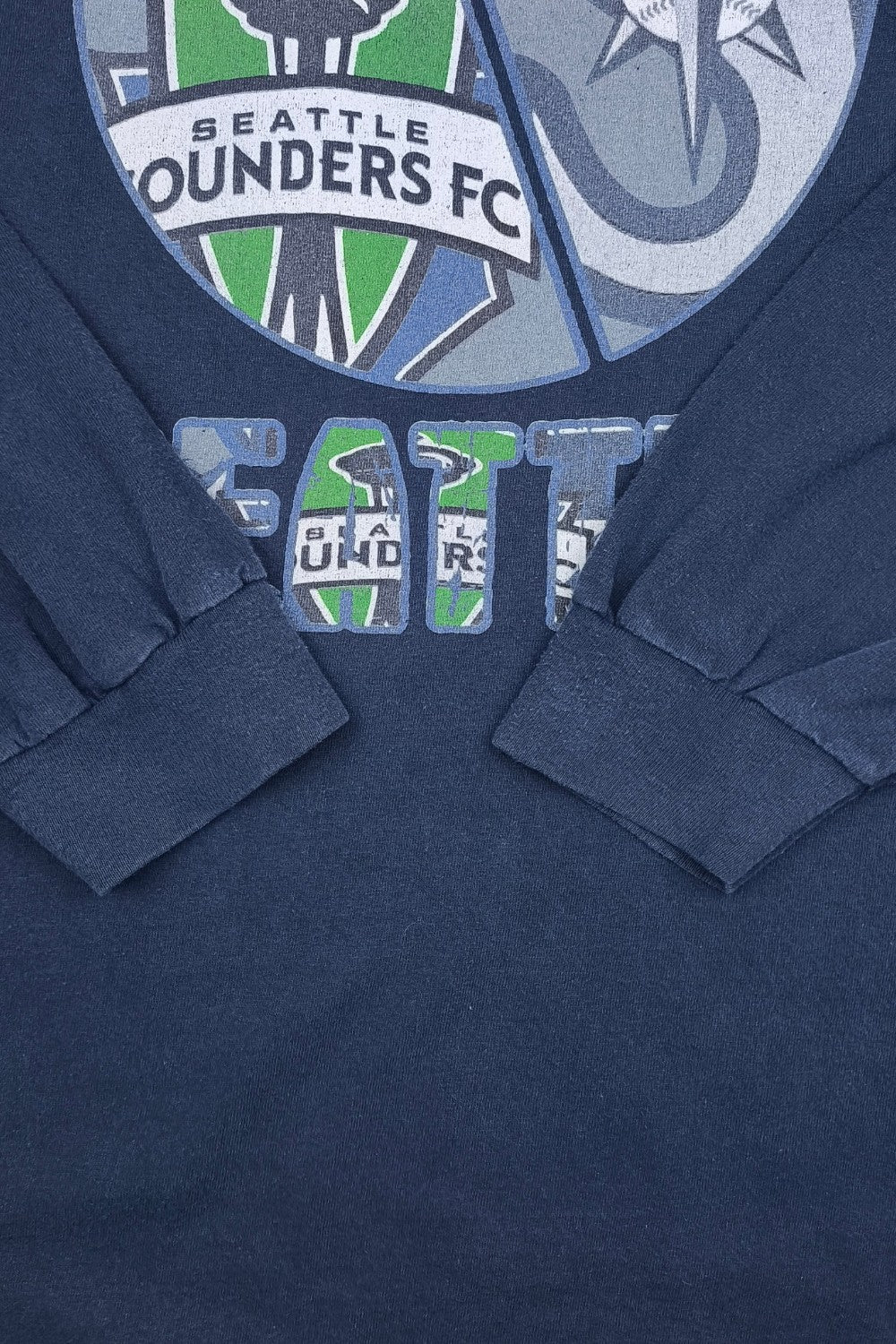 Vintage Seattle Sounders FC Long Sleeve T-Shirt Navy Blue 3XL