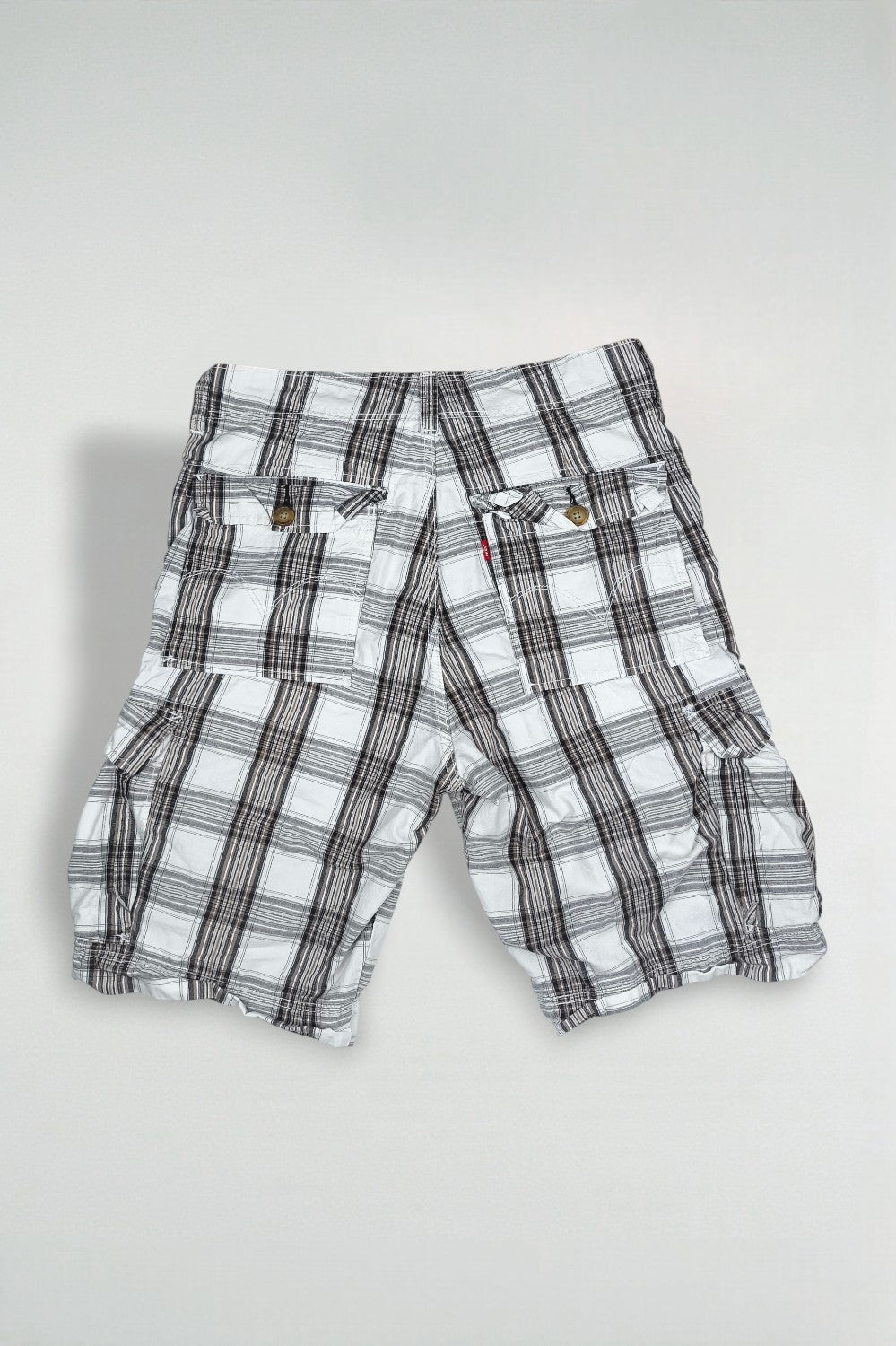 Vintage Levi’s Plaid Cargo Shorts White Brown W33 Y2K