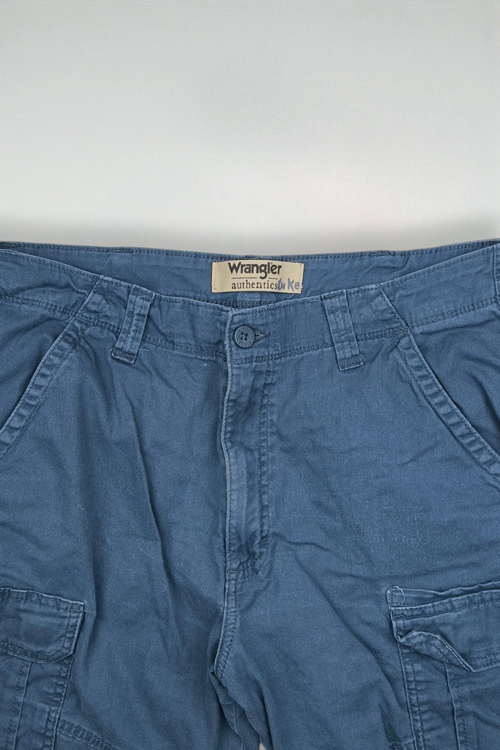 Vintage Wrangler Cargo Shorts Blue W34 Relaxed Utility Shorts