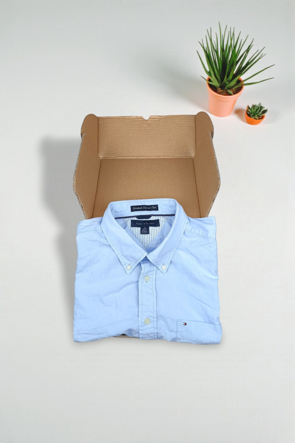 Second-hand Tommy Hilfiger Regular Fit Light Blue Cotton Shirt