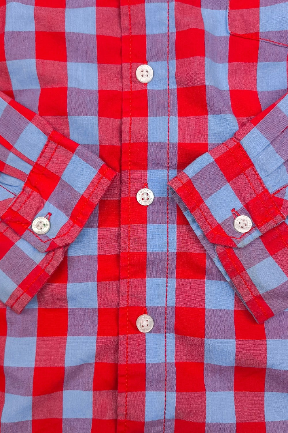 Second-Hand Tommy Hilfiger Youth XL Check Shirt | Red Blue