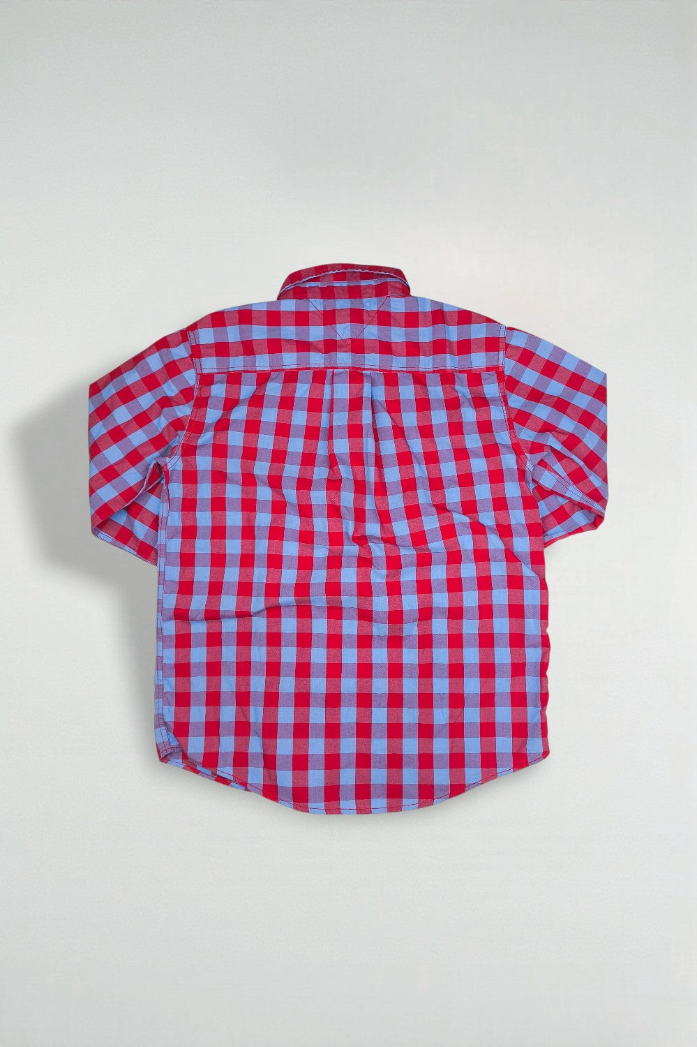 Second-Hand Tommy Hilfiger Youth XL Check Shirt | Red Blue