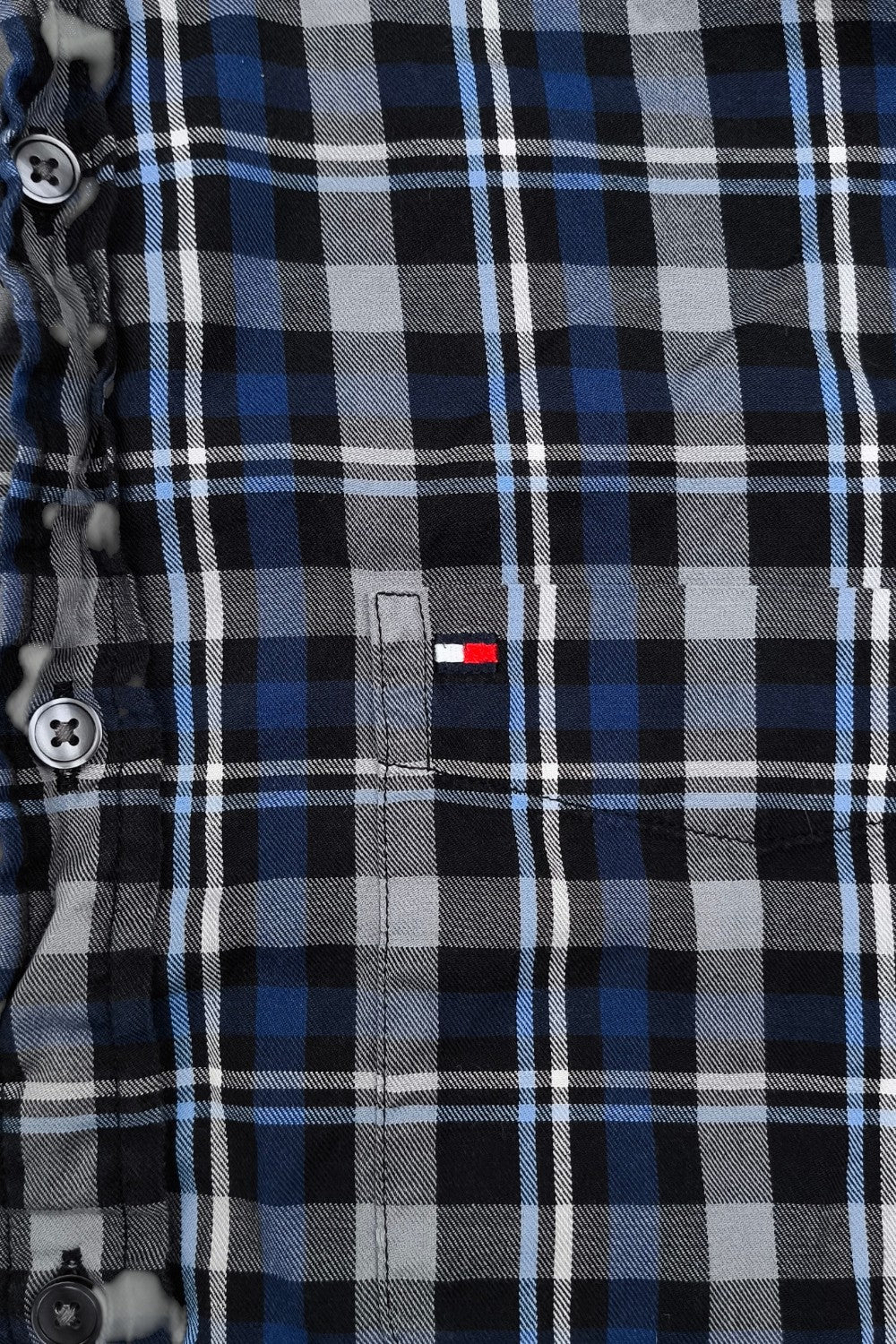 Vintage Tommy Hilfiger Plaid Shirt Blue Grey Button Down M