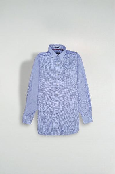 Tommy Hilfiger Button Down Shirt Purple Check Cotton Size L