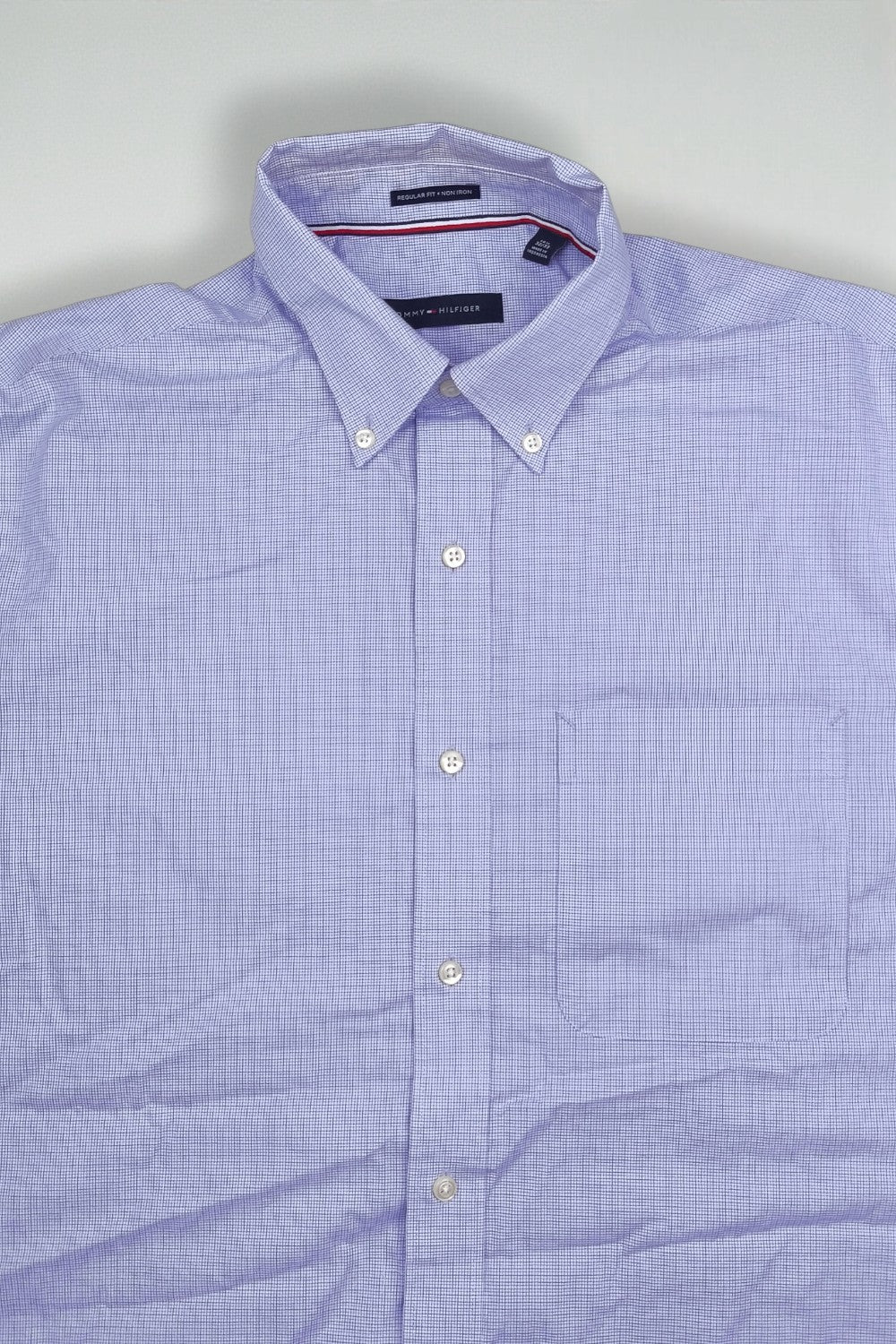 Tommy Hilfiger Button Down Shirt Purple Check Cotton Size L