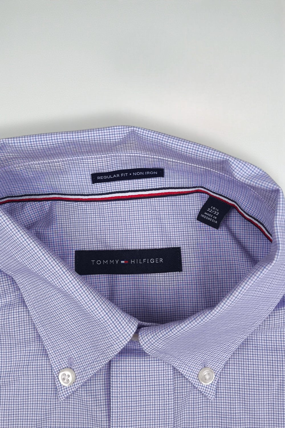 Tommy Hilfiger Button Down Shirt Purple Check Cotton Size L