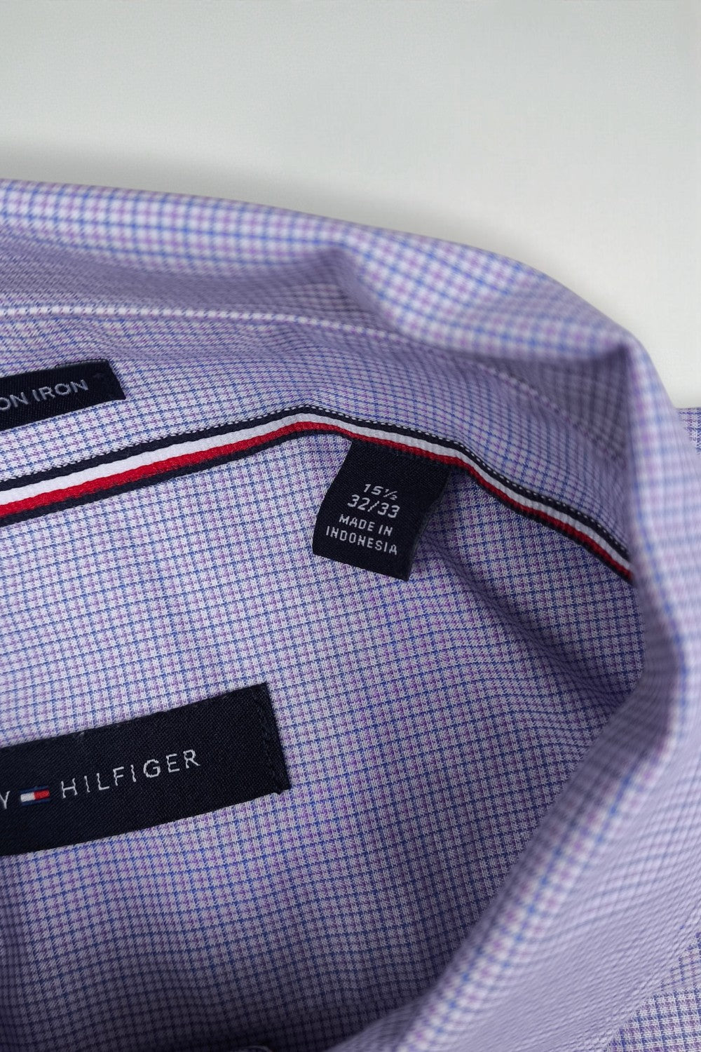 Tommy Hilfiger Button Down Shirt Purple Check Cotton Size L