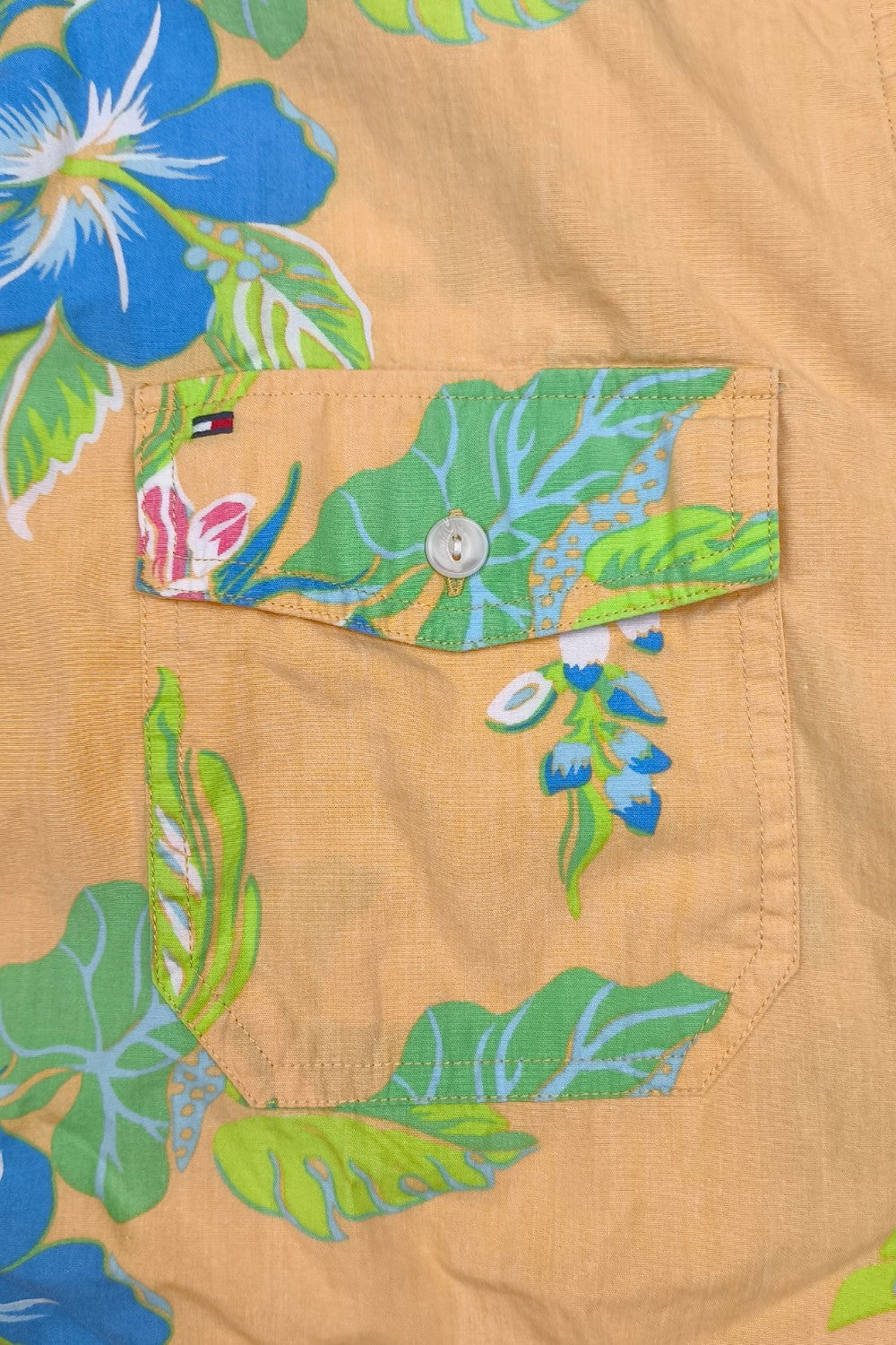 Vintage Tommy Hilfiger Hawaiian Floral Shirt Yellow L Cotton