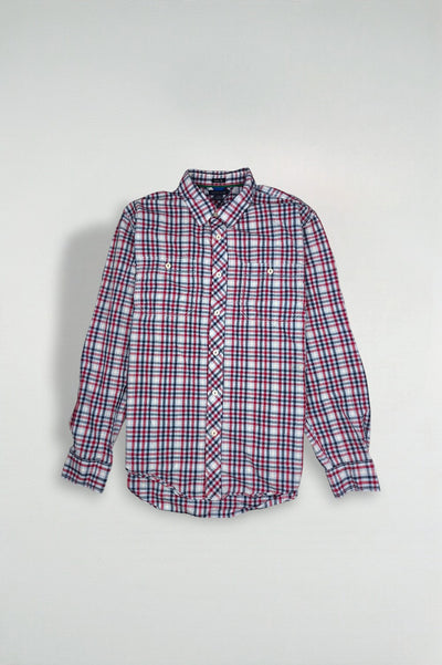 Second-hand Tommy Hilfiger Plaid Long Sleeve Shirt Blue Red | Trim Fit