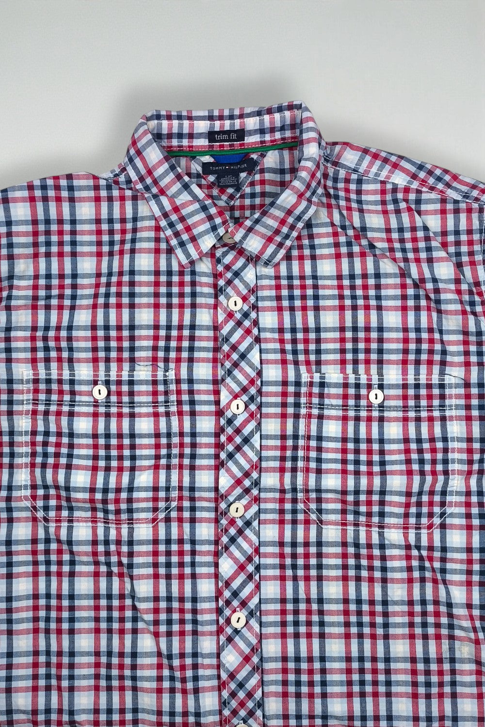 Second-hand Tommy Hilfiger Plaid Long Sleeve Shirt Blue Red | Trim Fit