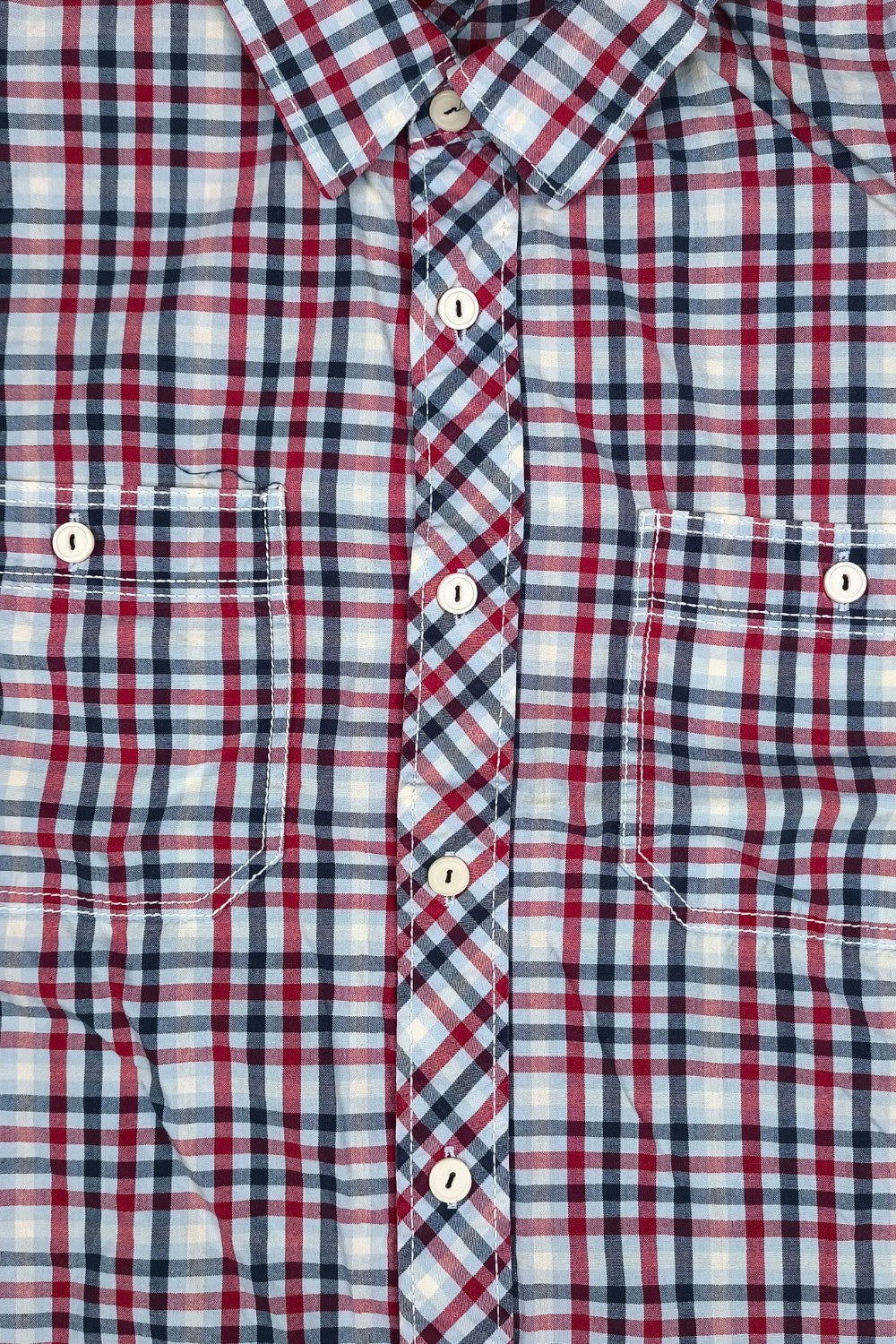 Second-hand Tommy Hilfiger Plaid Long Sleeve Shirt Blue Red | Trim Fit