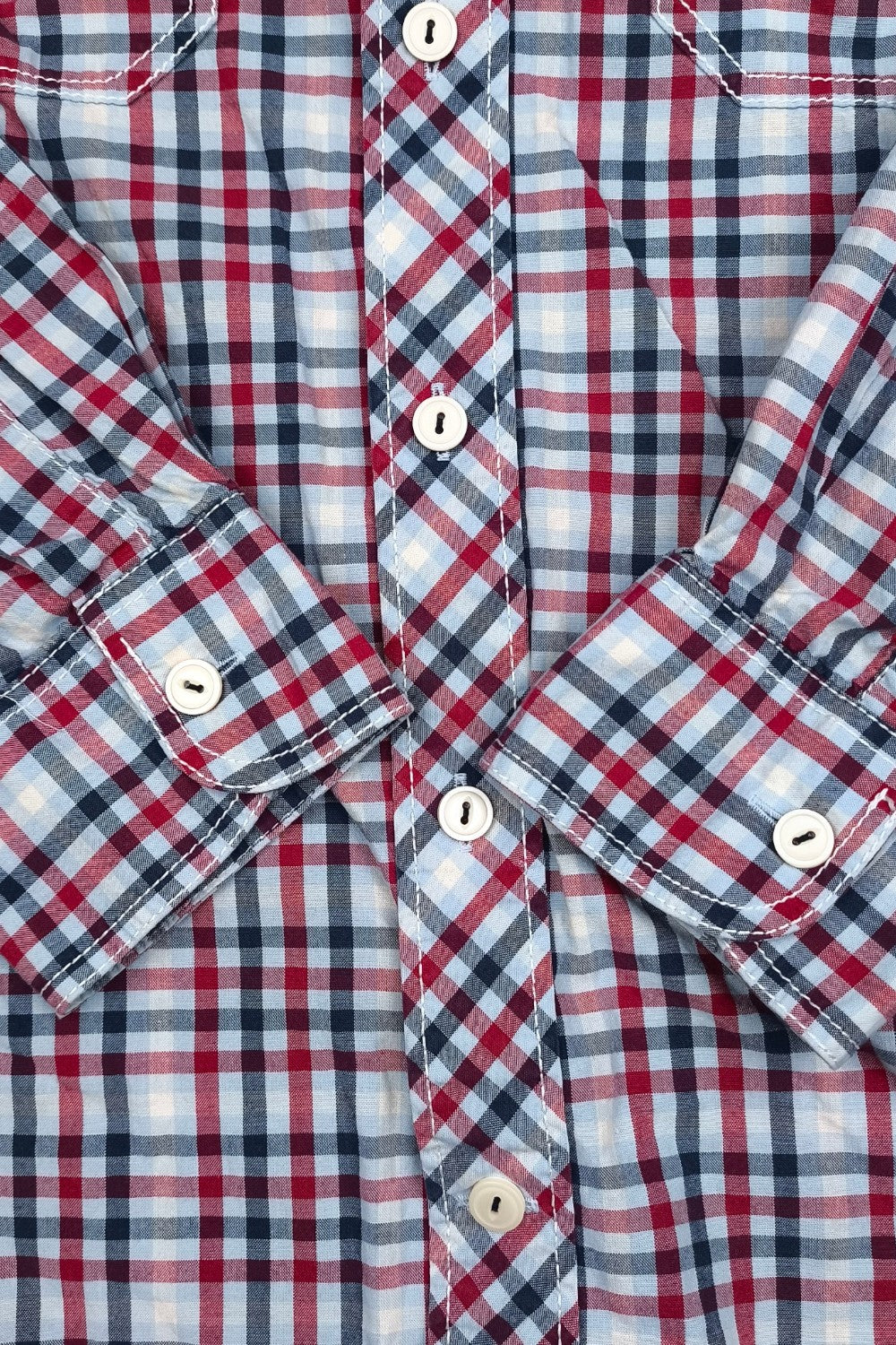 Second-hand Tommy Hilfiger Plaid Long Sleeve Shirt Blue Red | Trim Fit