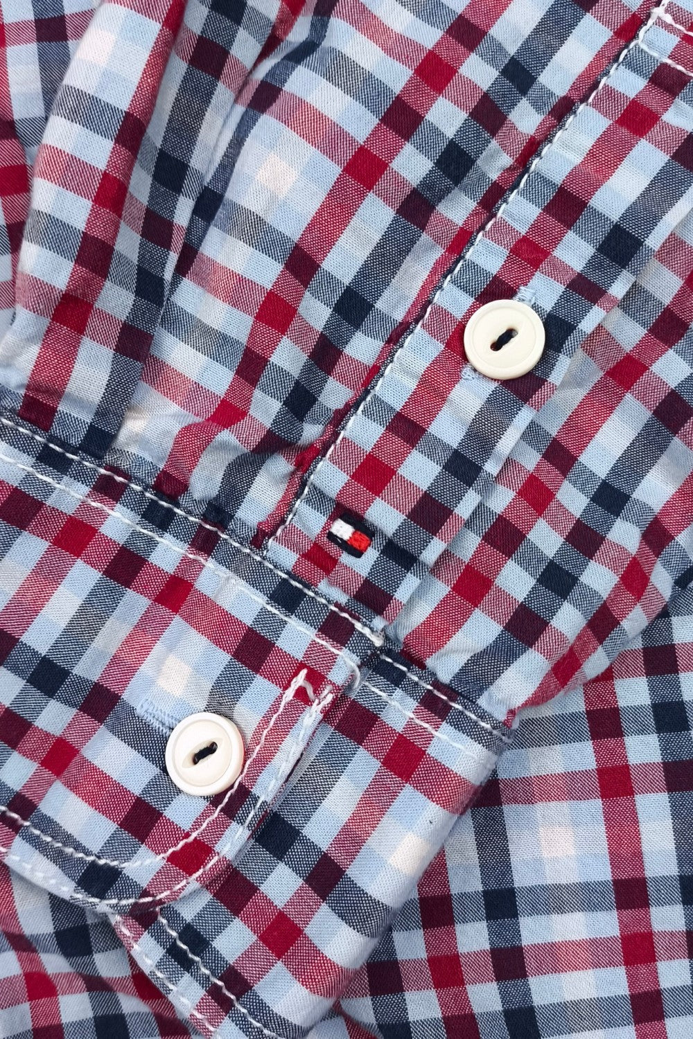 Second-hand Tommy Hilfiger Plaid Long Sleeve Shirt Blue Red | Trim Fit