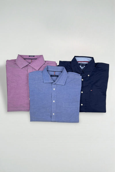 Second-hand Tommy Hilfiger x3 Shirt Bundle Blue Pink Navy | L