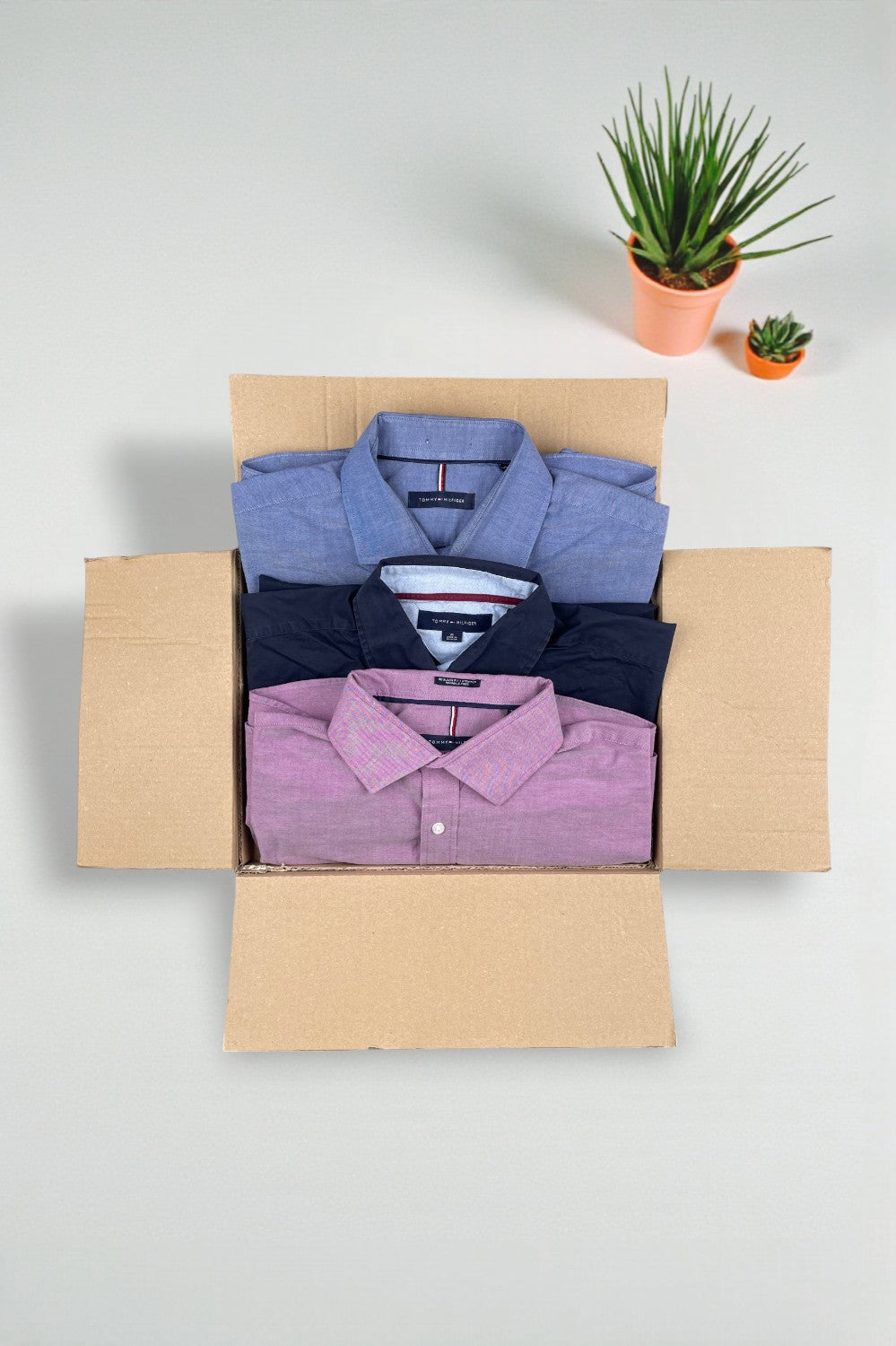 Second-hand Tommy Hilfiger x3 Shirt Bundle Blue Pink Navy | L
